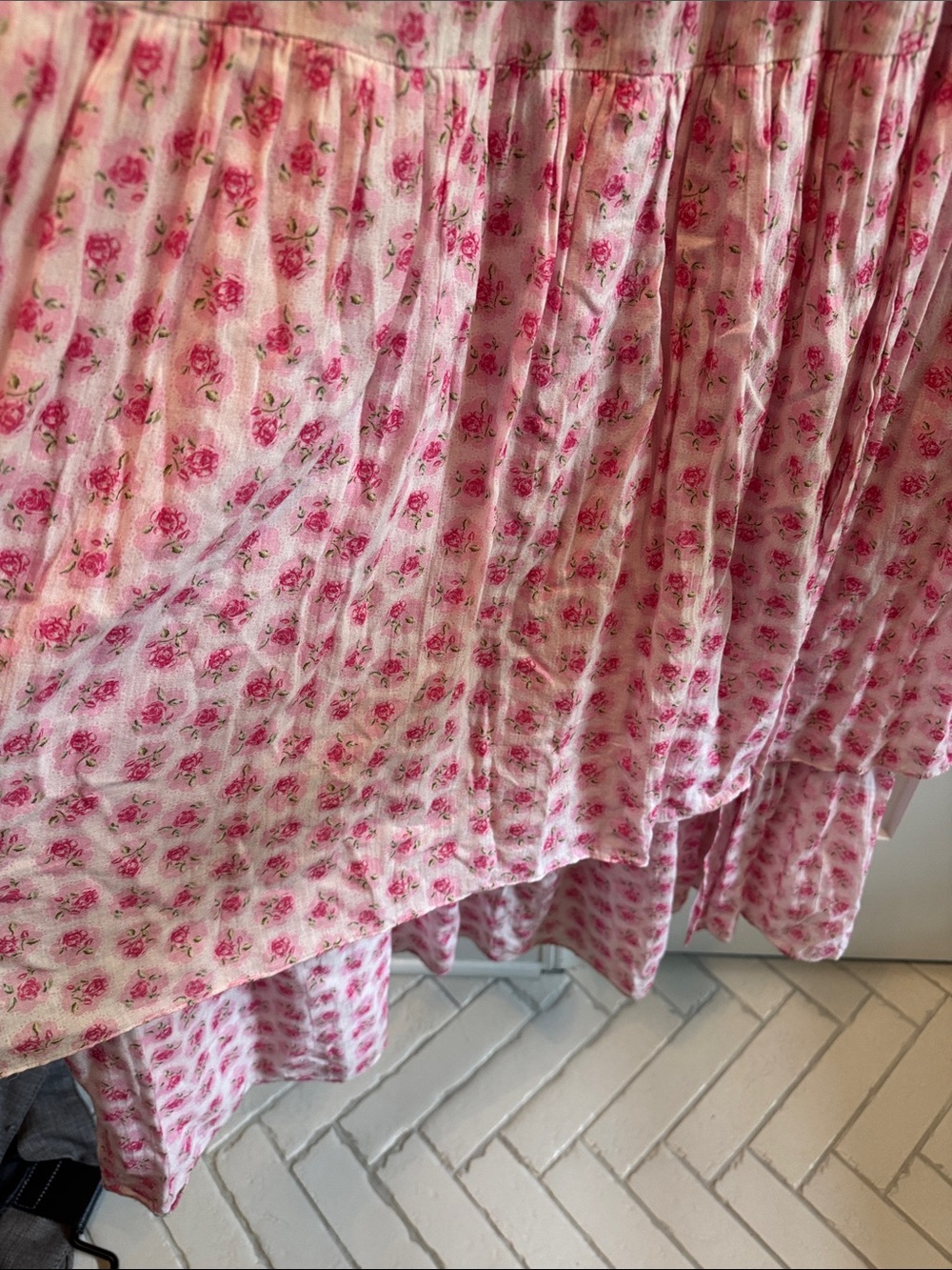 LoveShackFancy Pink Floral Maxi Dress with Puff Sleeves - Picture 5 of 7